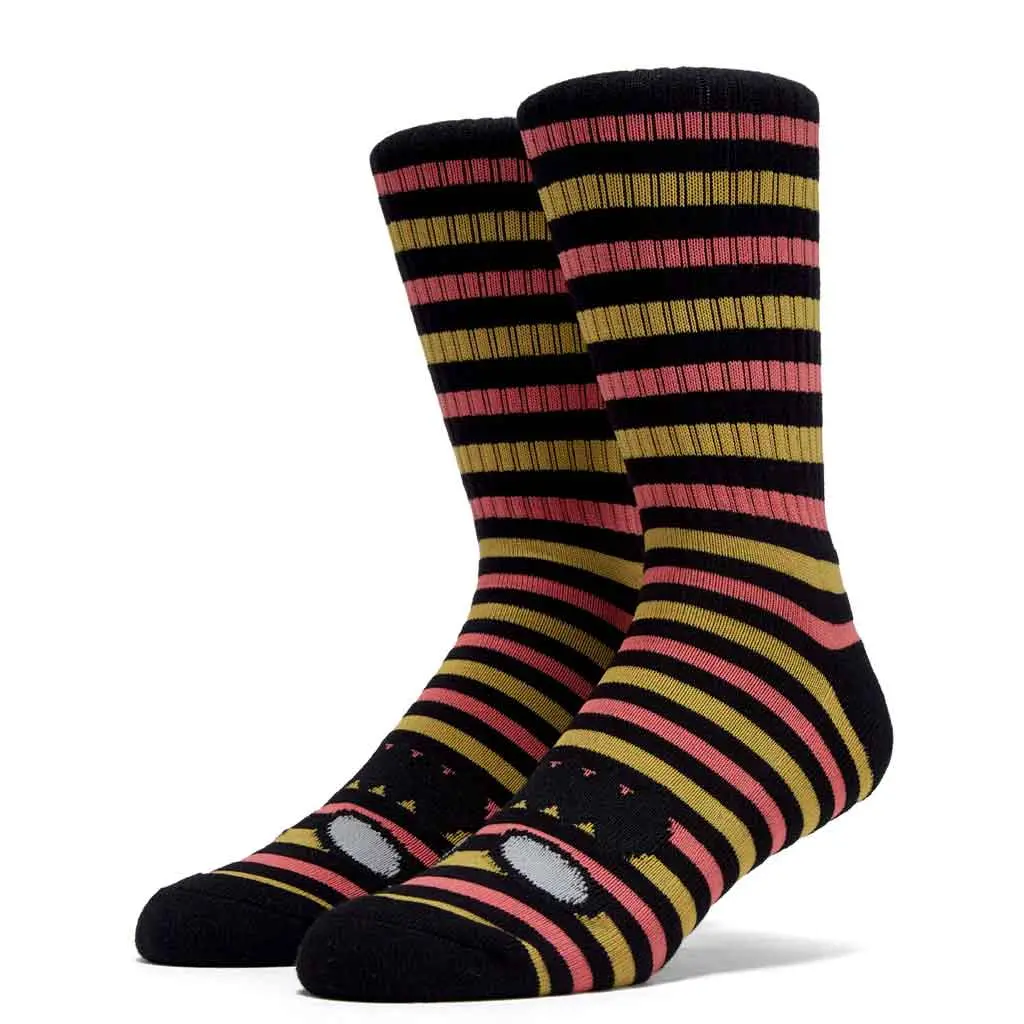Toy Machine Monster Face Mini Stripes Crew Sock - Black 1