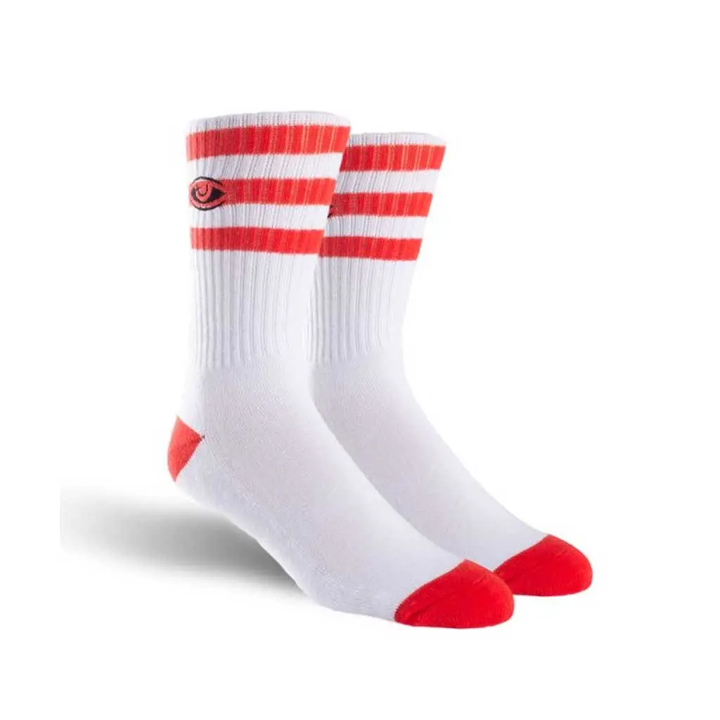 Toy Machine Watching Embroidered Socks - Red 1
