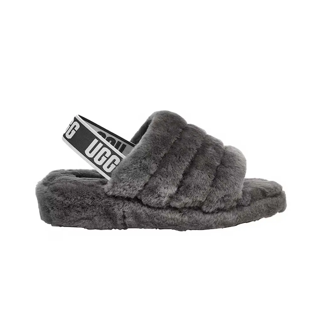Ugg Women's Fluff Yeah Slides - Charcoal 1