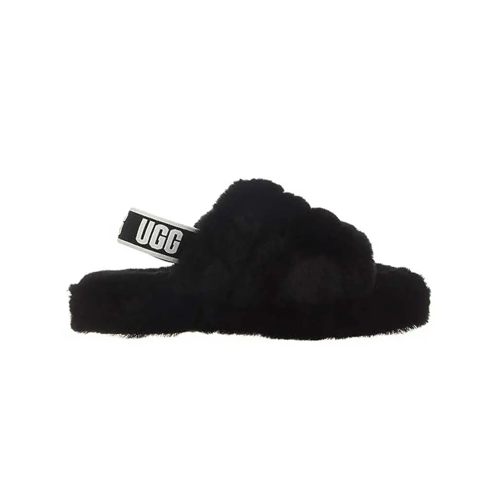 Ugg Kid's Fluff Yeaf Slide - Black 1