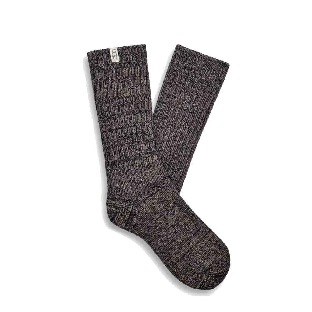 Ugg Women's Rib Knit Slouchy Crew Socks - Grey/Black 1