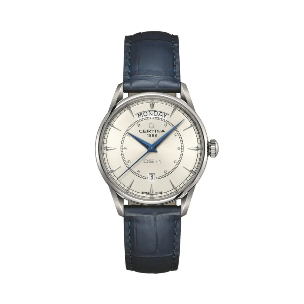 Ds-1 Day Date 40Mm - White On Leather Strap 1