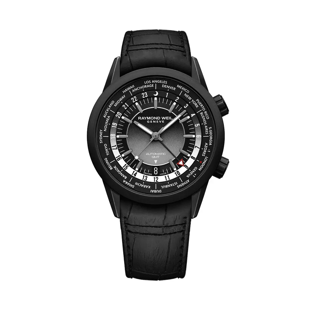 Freelancer Gmt Worldtimer 40.5Mm - Black On Leather Strap 1