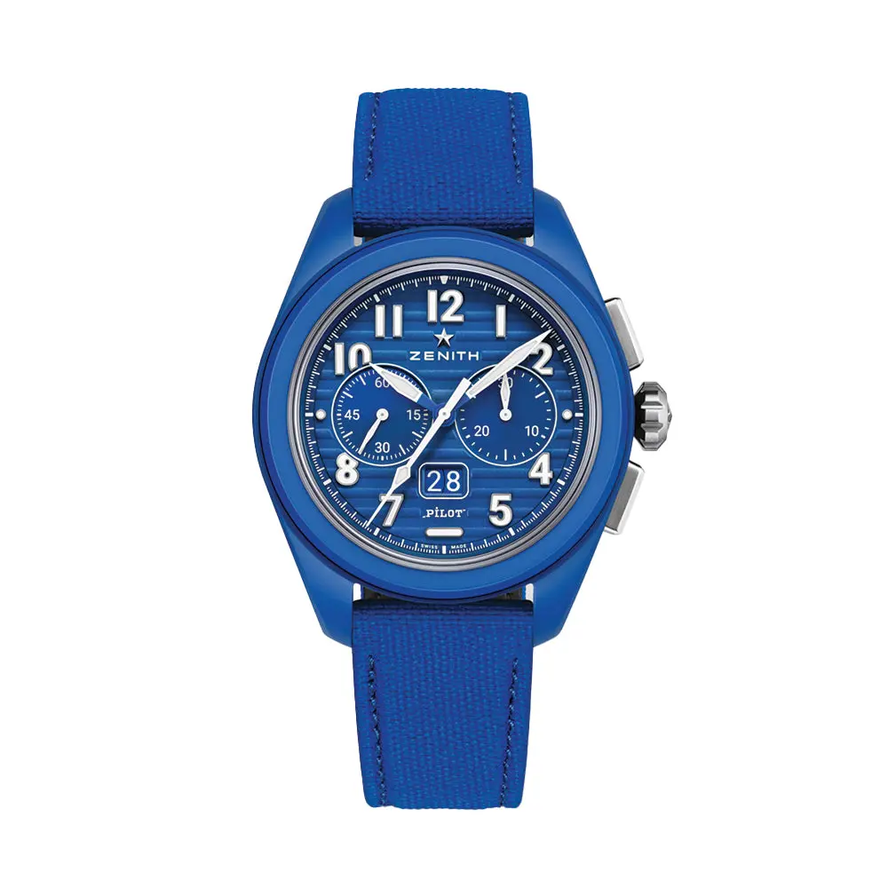 Pilot Big Date Flyback 160Th Anniversary Edition Ceramic 41Mm - Blue On Rubber Strap W/ Extra Leather Strap 1