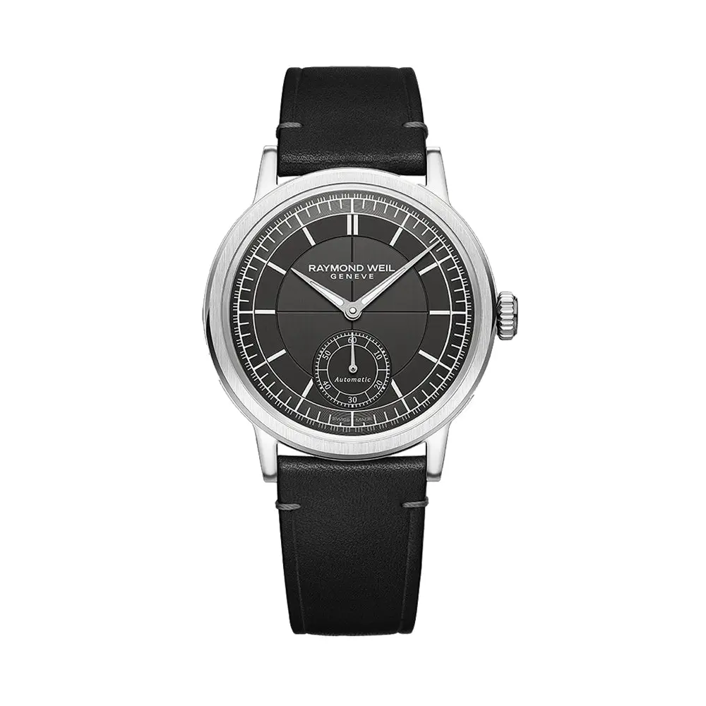 Millesime Men's Automatic Small Seconds Sector Dial 39.5Mm - Anthracite On Leather Strap 1