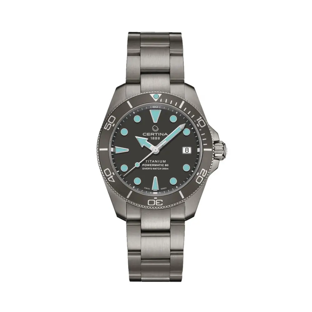 Ds Action Diver Powermatic 80 Titanium 38Mm - Grey On Bracelet 1