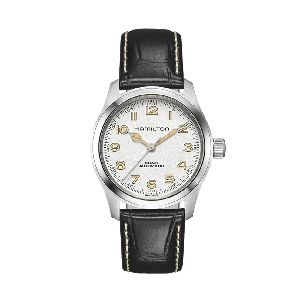 Khaki Field Murph 38Mm - White On Leather Strap 1