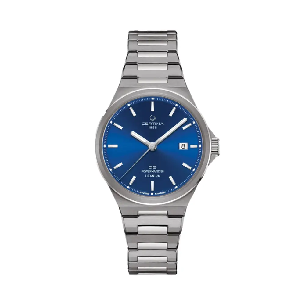 Ds-7 Powermatic 80 Titanium 39Mm - Blue On Bracelet 1