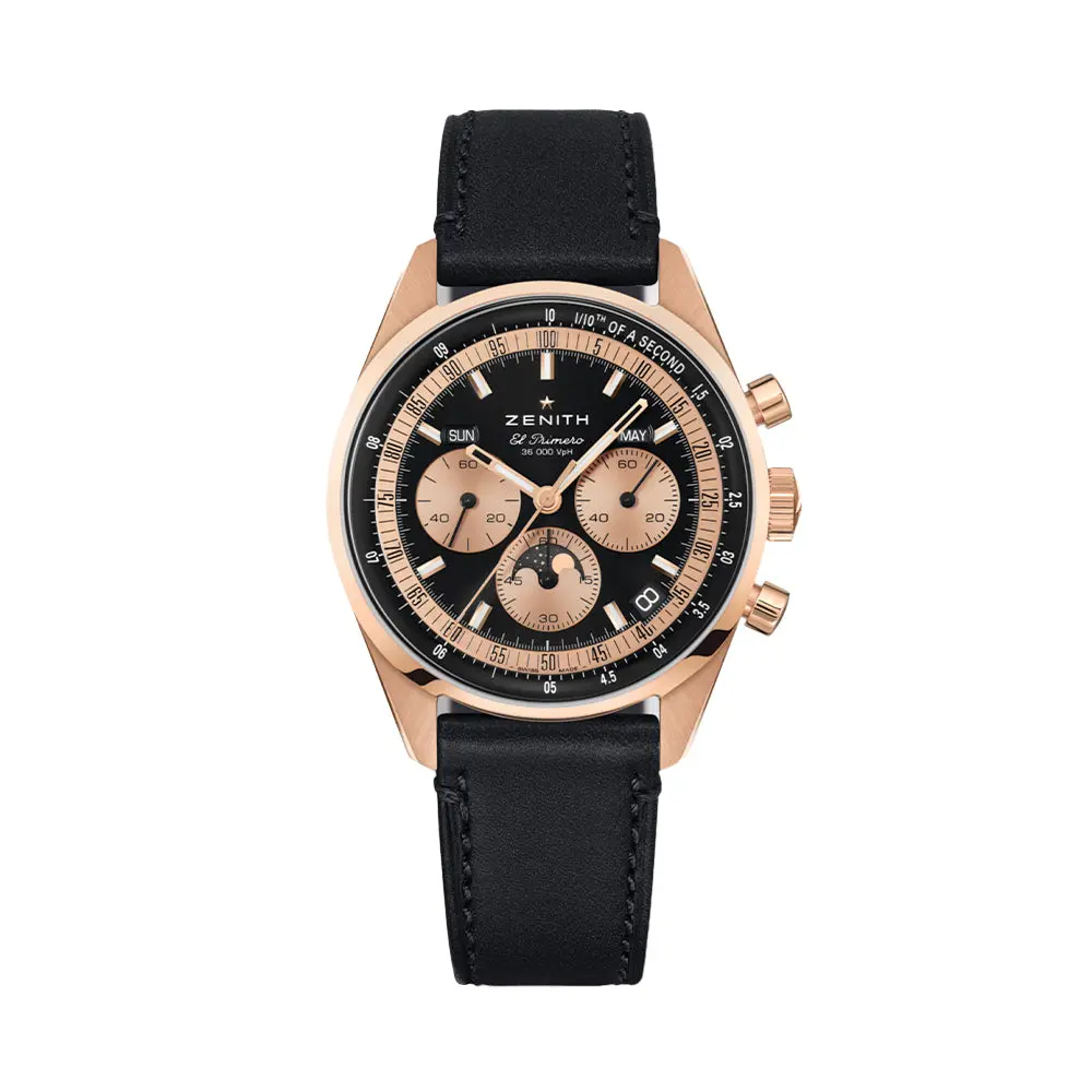 Chronomaster Original Triple Calendar Rose Gold 38Mm - Black On Leather Strap 1