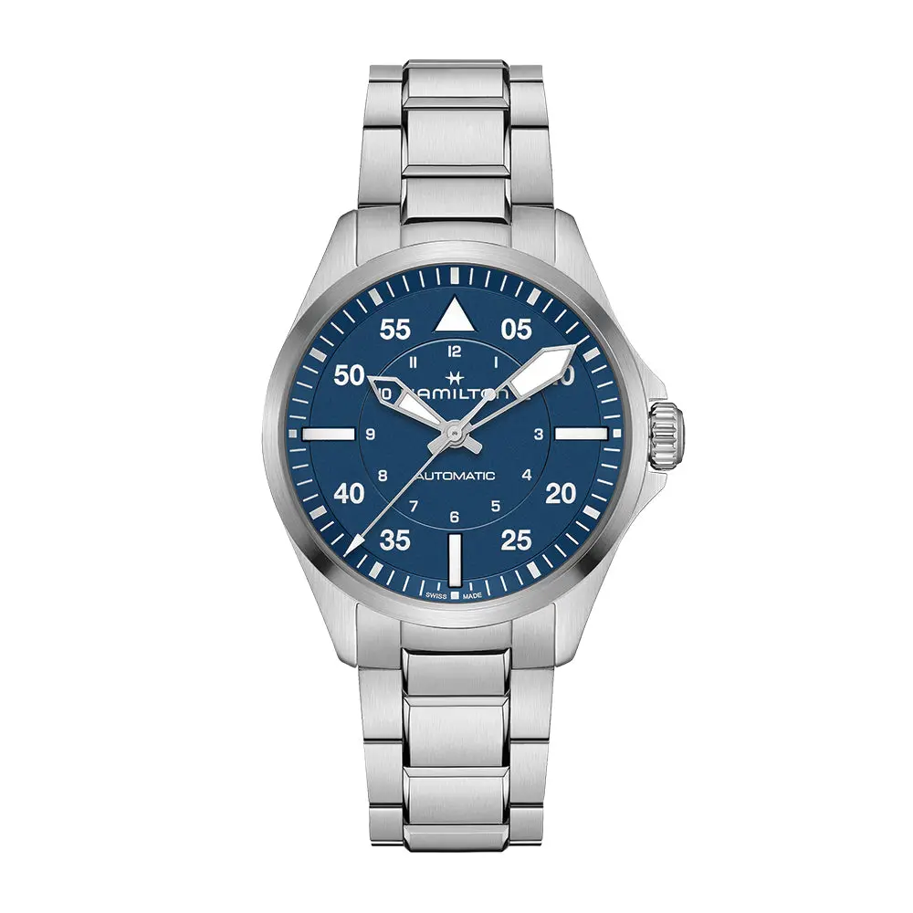 Khaki Aviation Pilot Auto 39Mm - Blue On Bracelet 1