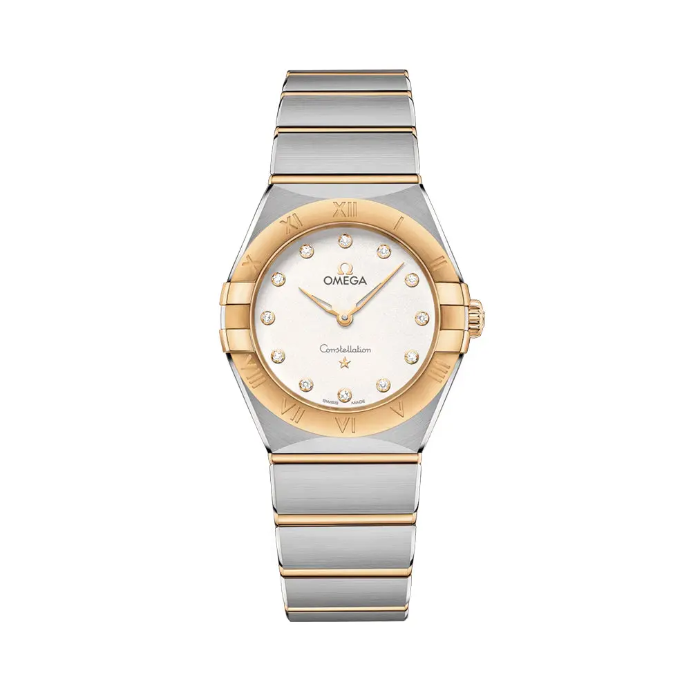 Constellation Quartz Yellow Gold And Steel 28Mm - White On Bracelet 1