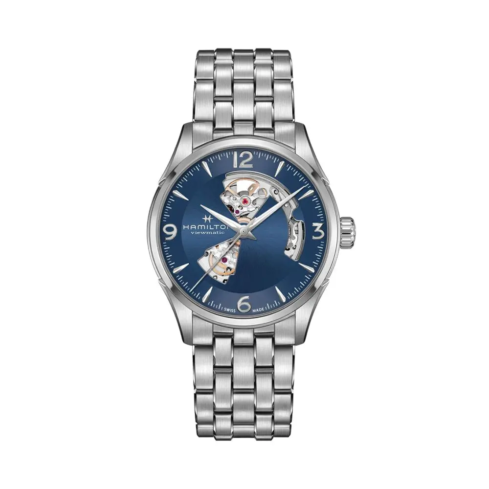 Jazzmaster Open Heart Auto 42Mm - Blue On Bracelet 1