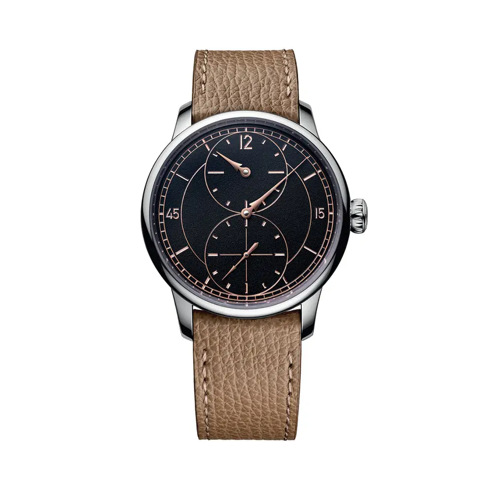 Le Régulateur Gravé Noir 39Mm - Black On Leather Strap 1