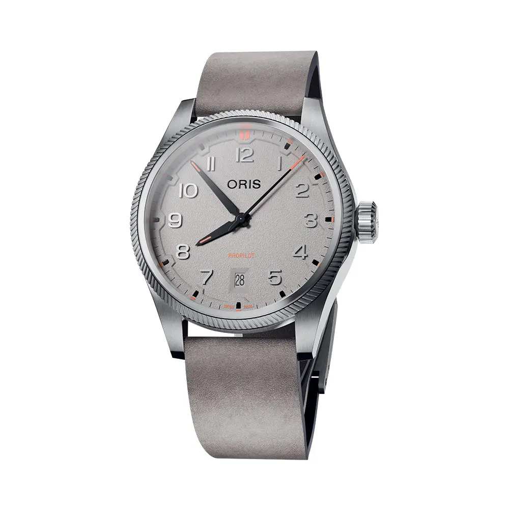 Propilot Date 41Mm - Chalk Grey On Leather Strap 1