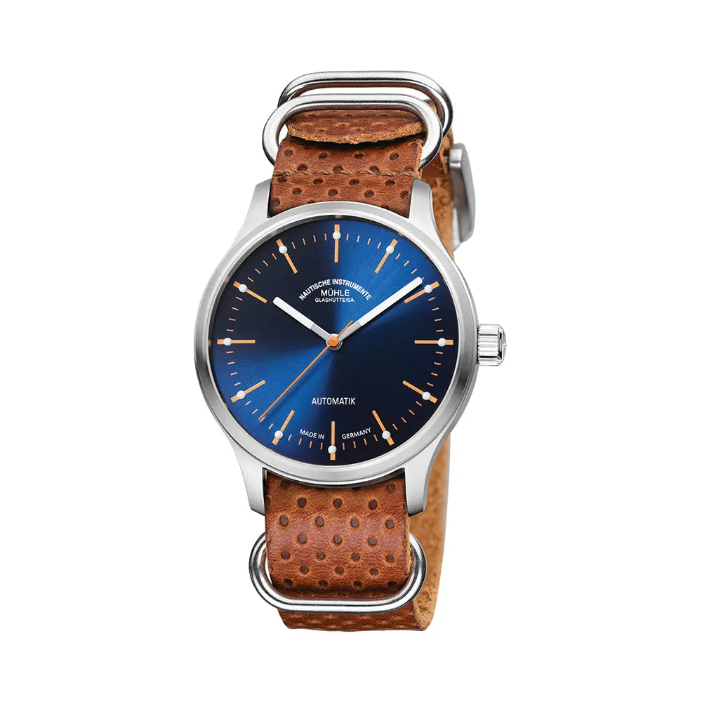 Panova Blue 40Mm - Blue On One-Piece Leather Strap 1