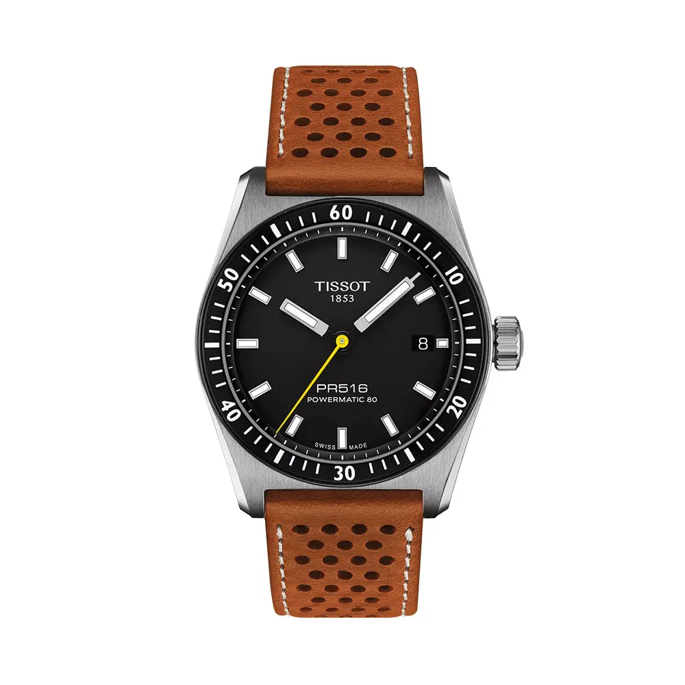 Pr516 Powermatic 80 38Mm - Black On Leather Strap 1