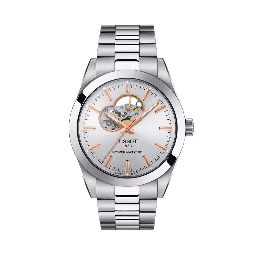 Gentleman Powermatic 80 Open Heart 40Mm - Silver On Bracelet 1
