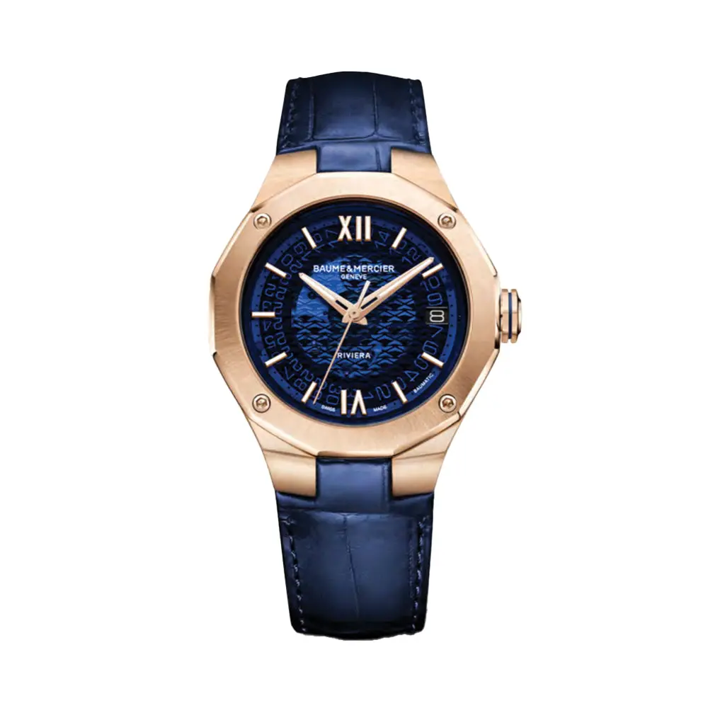 Riviera 10815 Automatic Date 39Mm - Blue On Leather Strap 1