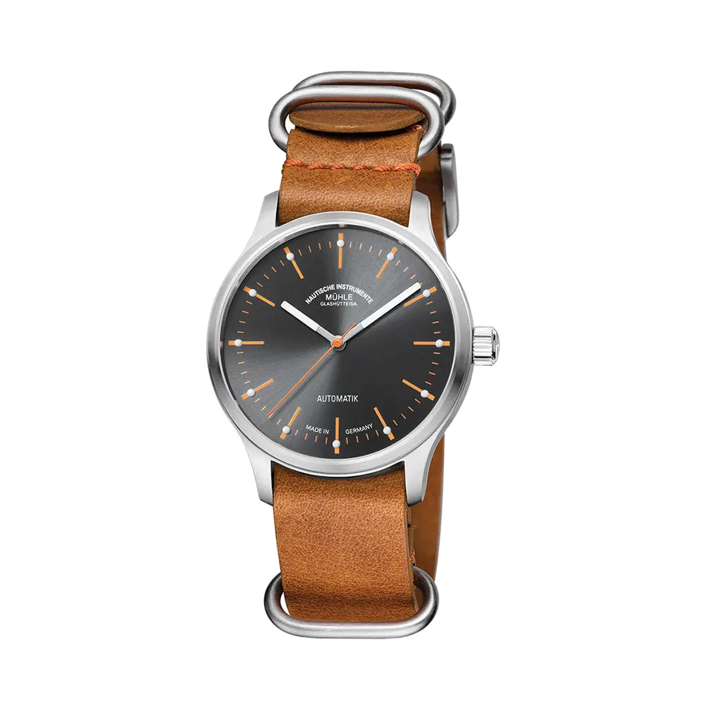 Panova Grey 40Mm - Grey On One-Piece Leather Strap 1