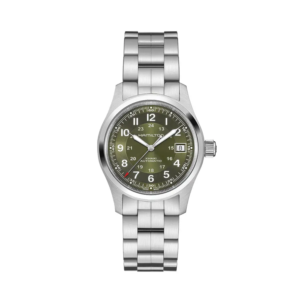 Khaki Field Auto Date 38Mm - Green On Bracelet 1