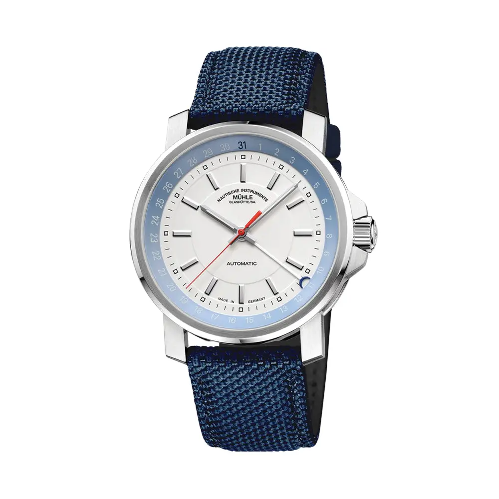 29Er Big Pointer Date Automatic 42.4Mm  - White On Blue Canvas Strap 1
