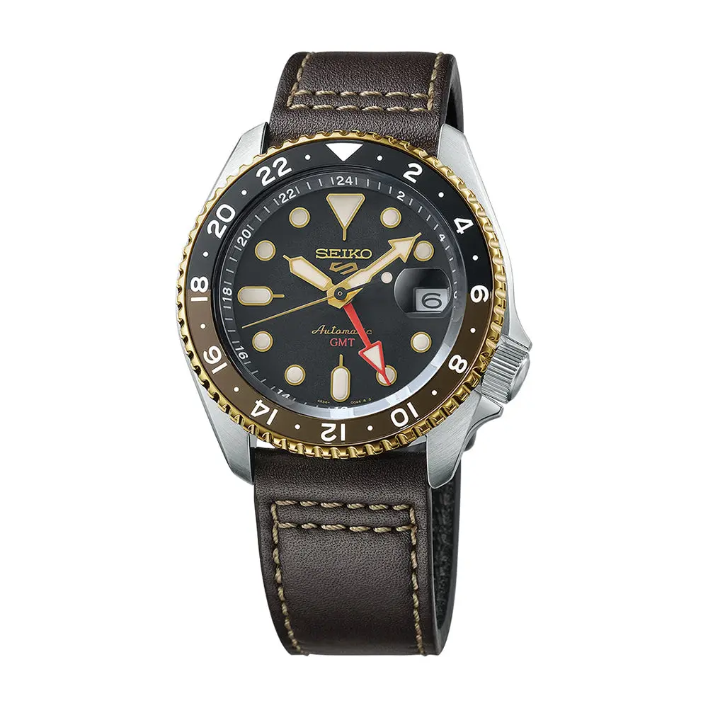 Ssk036 5 Sports Skx Gmt 42.5Mm - Black On Leather Strap 1