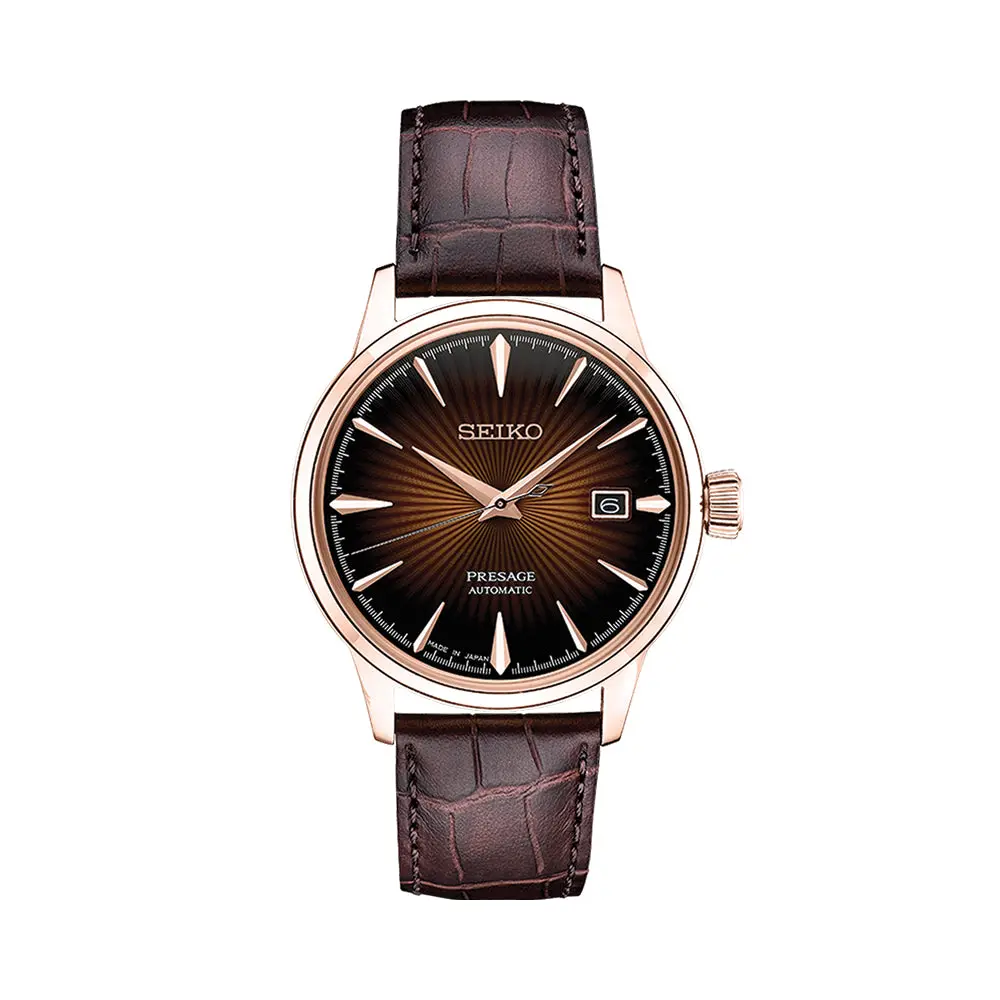 Srpb46 Presage Cocktail Time 40.5Mm - Burgundy On Leather Strap 1