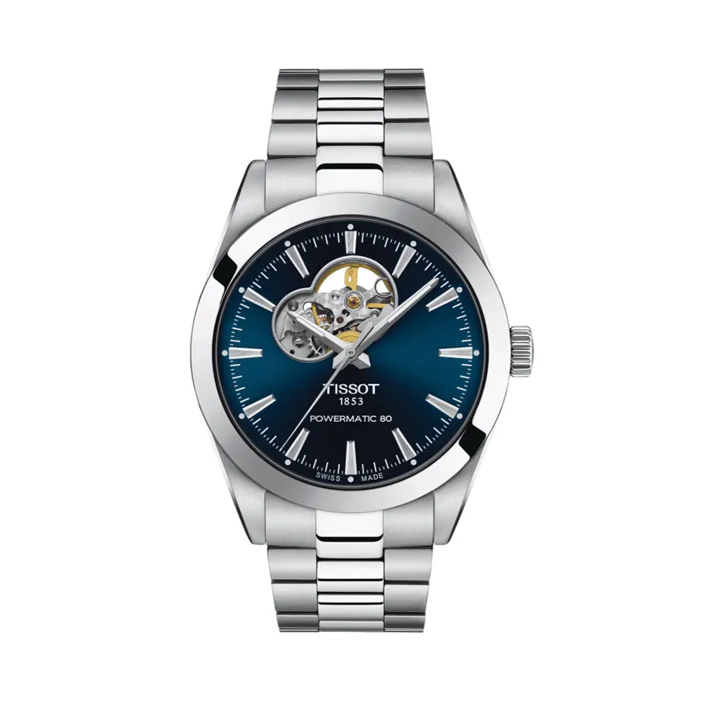 Gentleman Powermatic 80 Open Heart 40Mm - Blue On Bracelet 1