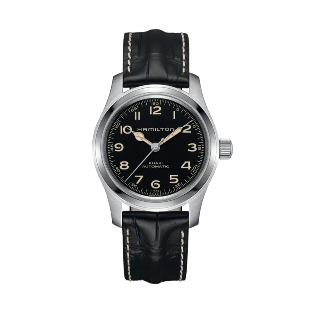 Khaki Field Murph Bundle 42Mm - Black On Leather Strap With Extra Bracelet 1
