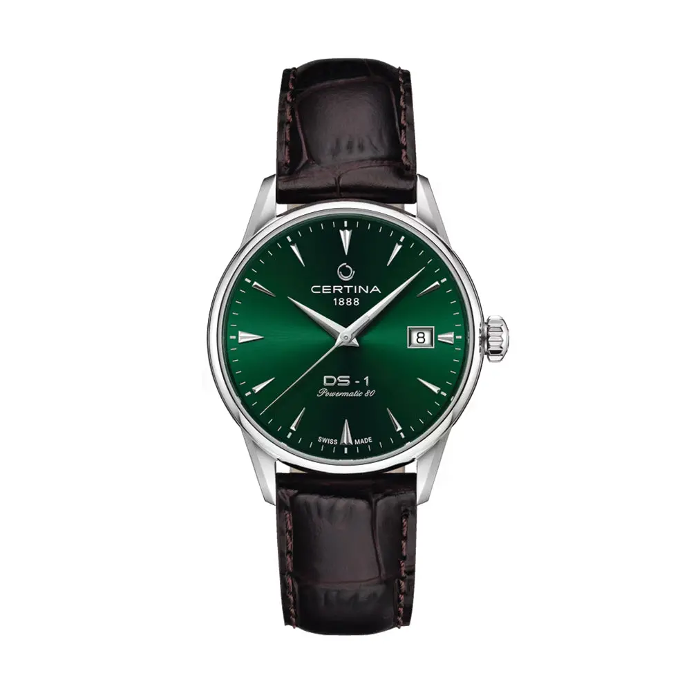 Ds-1 Automatic 38Mm - Green On Leather Strap 1