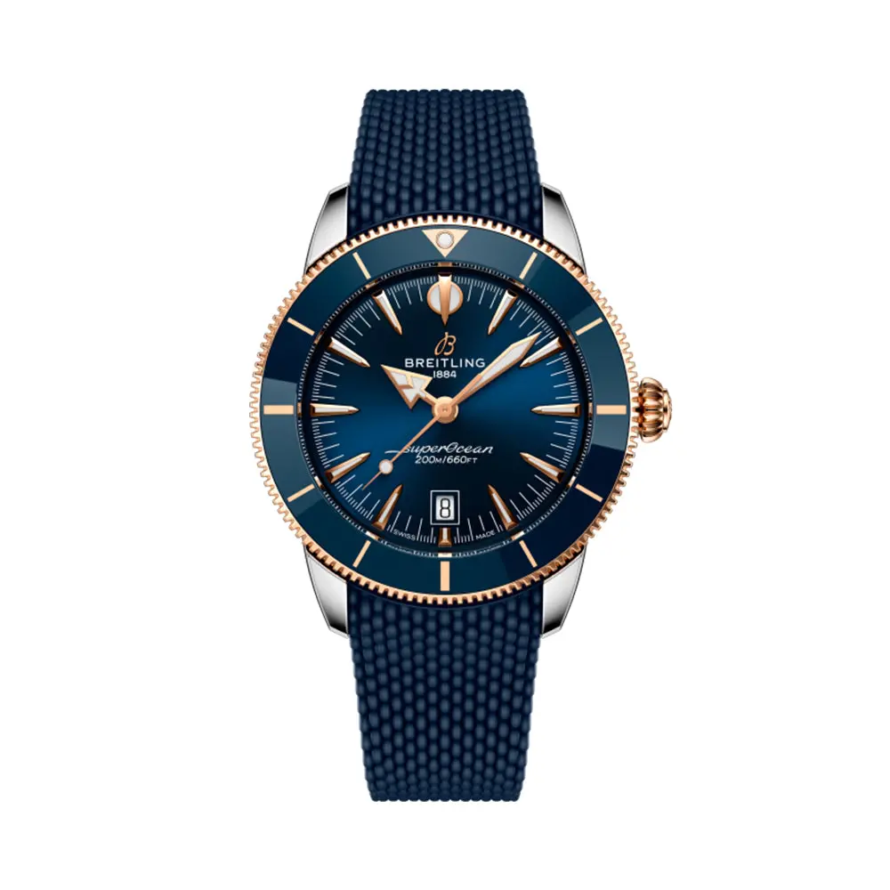 Superocean Heritage B31 Automatic Steel & 18K Red Gold 44Mm - Blue On Rubber Strap 1