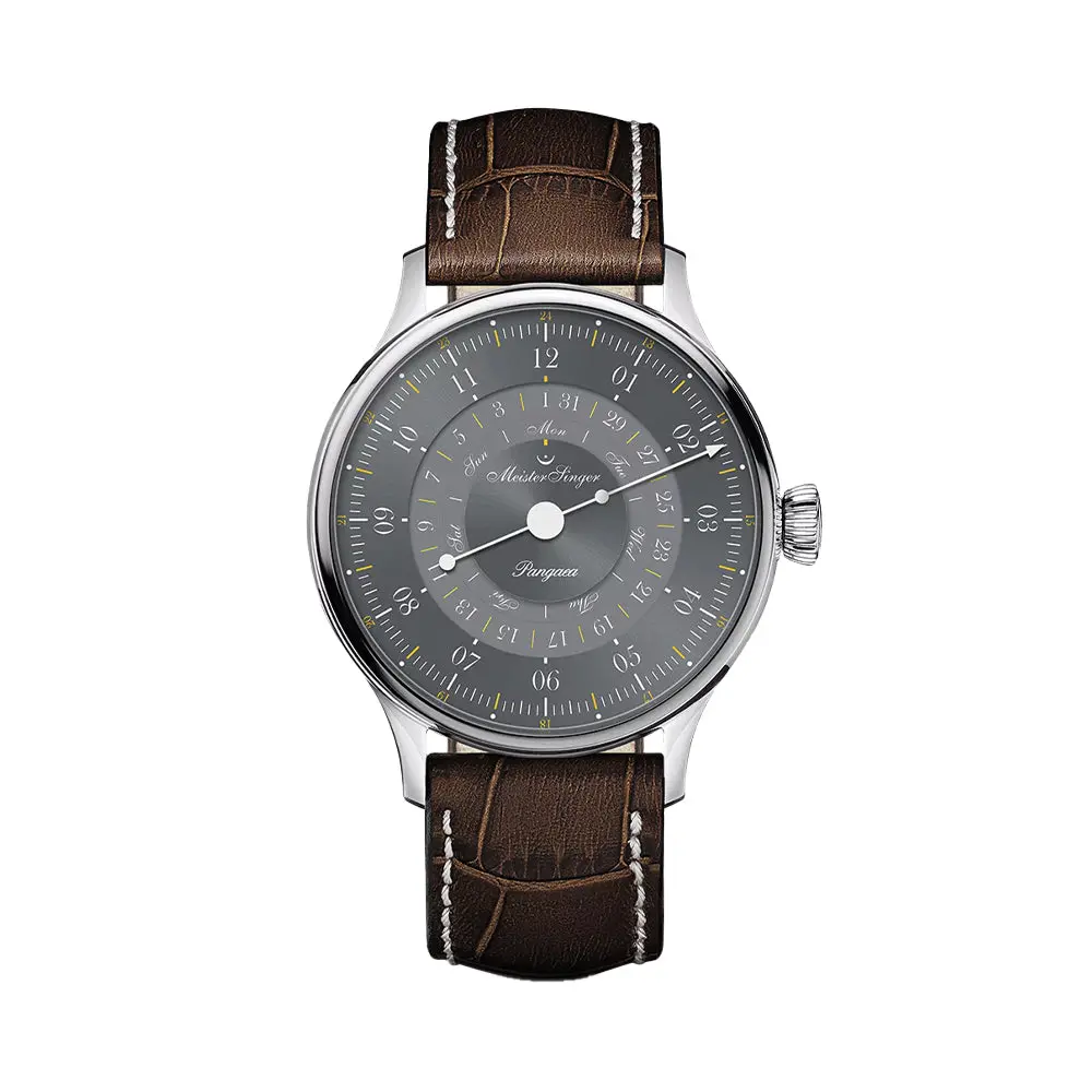Pangaea Day Date Automatic 40Mm - Grey On Brown Calf Leather 1