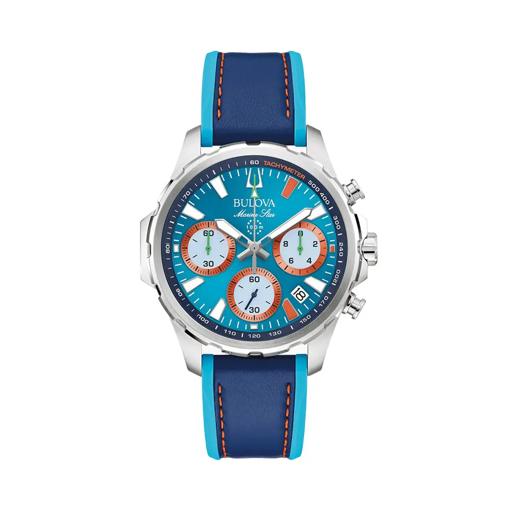Marine Star E1 Team Miami Chronograph 43Mm - Blue On Leather Strap W/ Extra Silicone Strap 1