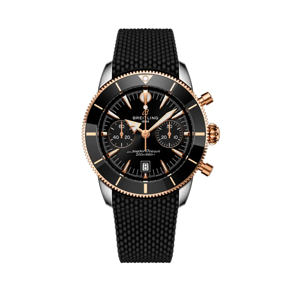 Superocean Heritage B01 Chronograph Steel & 18K Red Gold 42Mm - Black On Rubber Strap 1