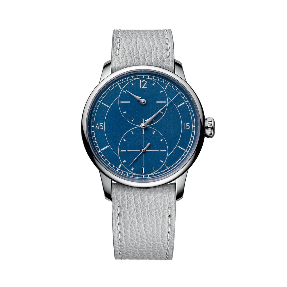 Le Régulateur Gravé Bleu 39Mm - Blue On Leather Strap 1
