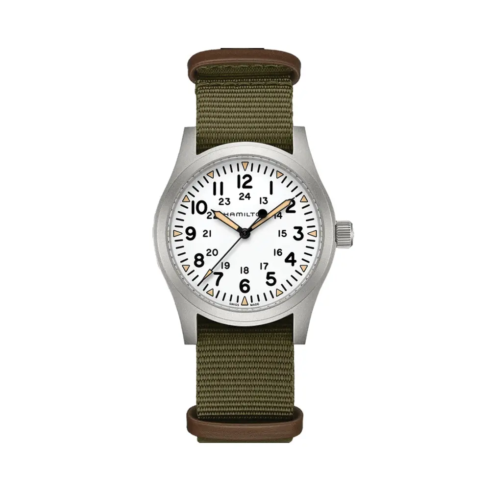 Khaki Field Mechanical 42Mm - White On Strap 1