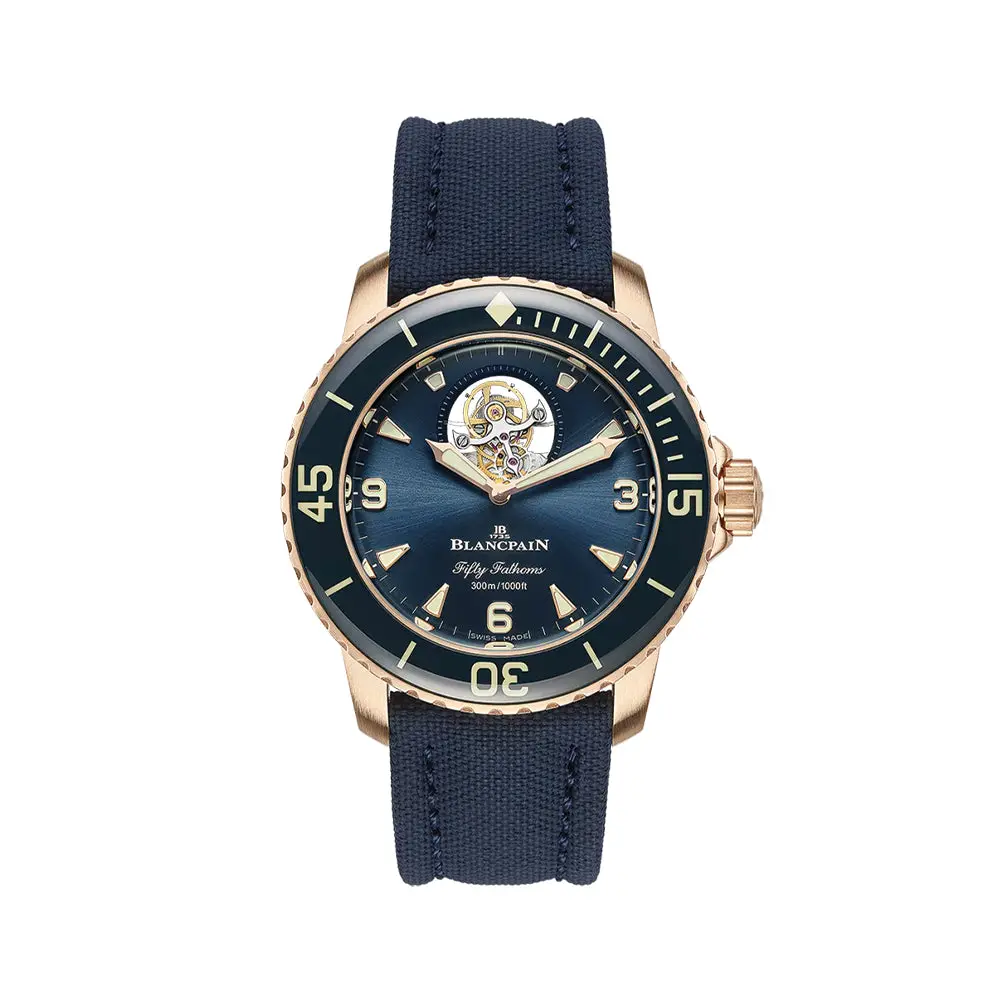 Fifty Fathoms Tourbillon 8 Days Red Gold 45Mm - Blue On Fabric Strap 1