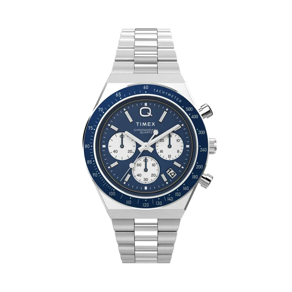 Q Timex Chronograph 40Mm - Blue On Bracelet 1