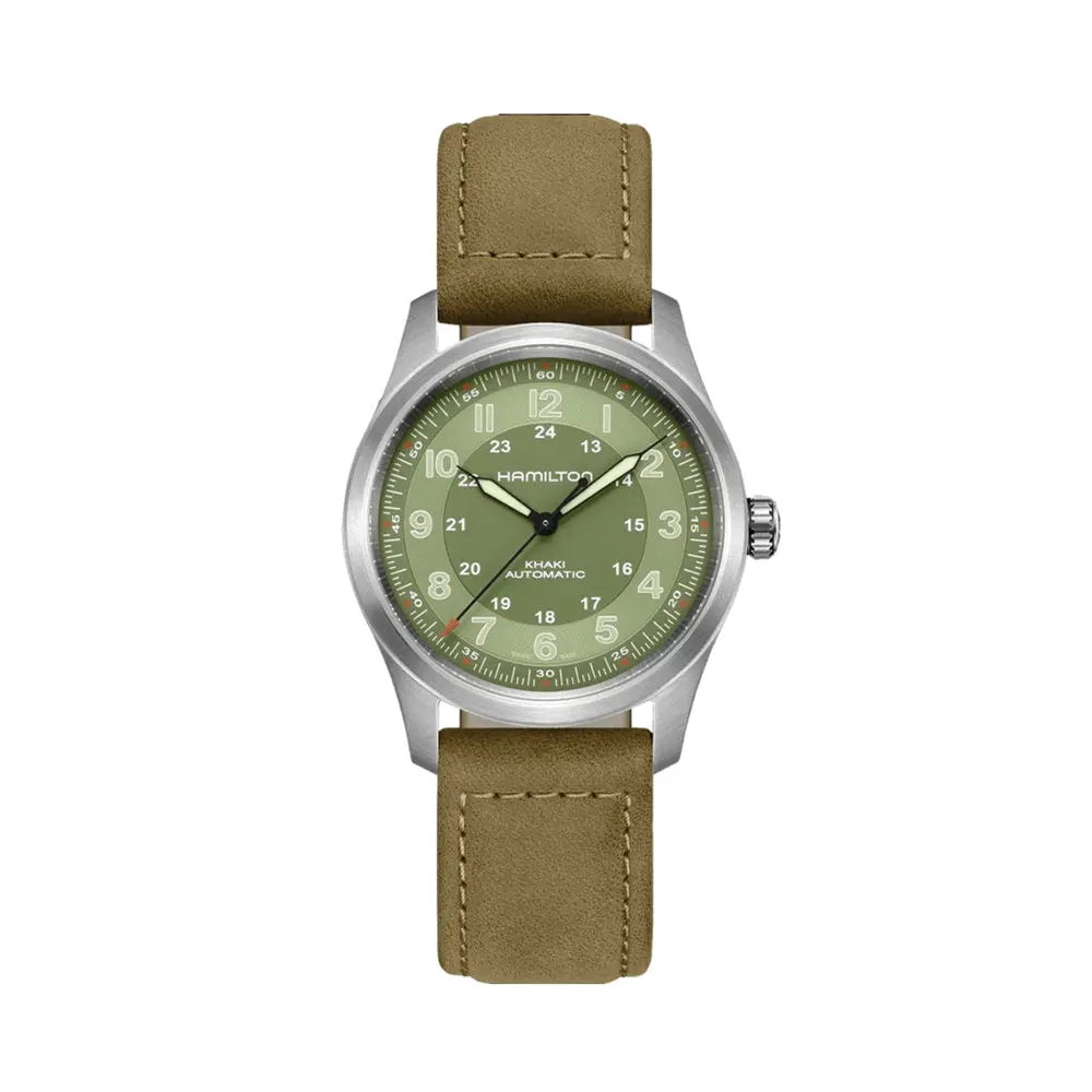 Khaki Field Titanium Auto 42Mm - Green On Strap 1