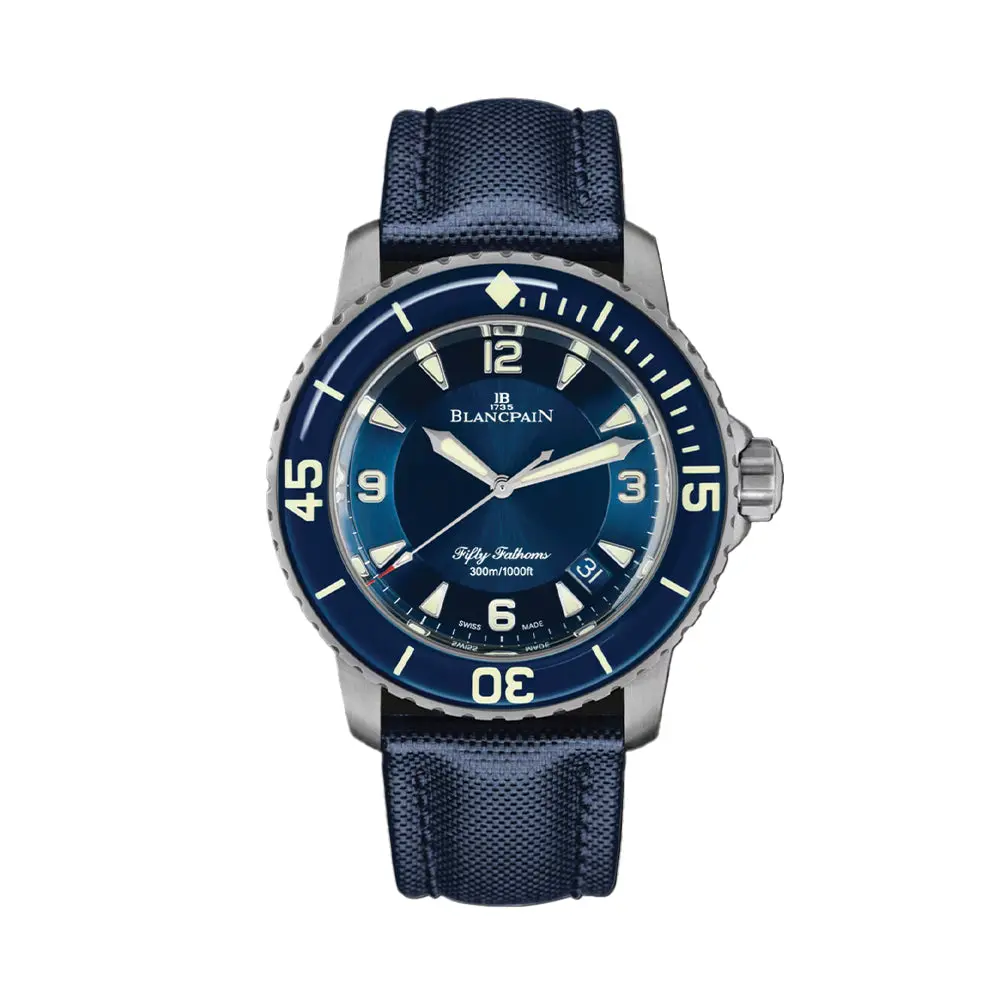 Fifty Fathoms Automatique Titanium 45Mm - Blue On Sail-Canvas Strap 1