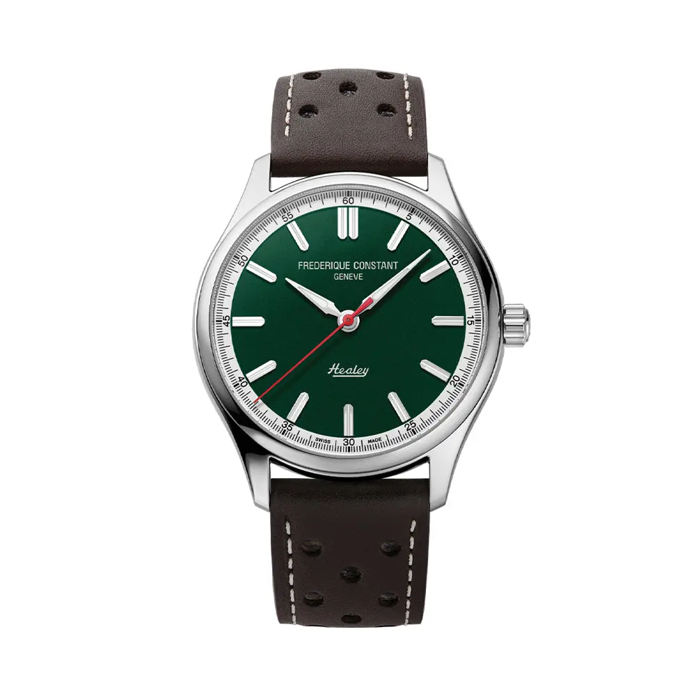 Classic Vintage Rally Healey Automatic 40Mm - Green On Leather Strap 1