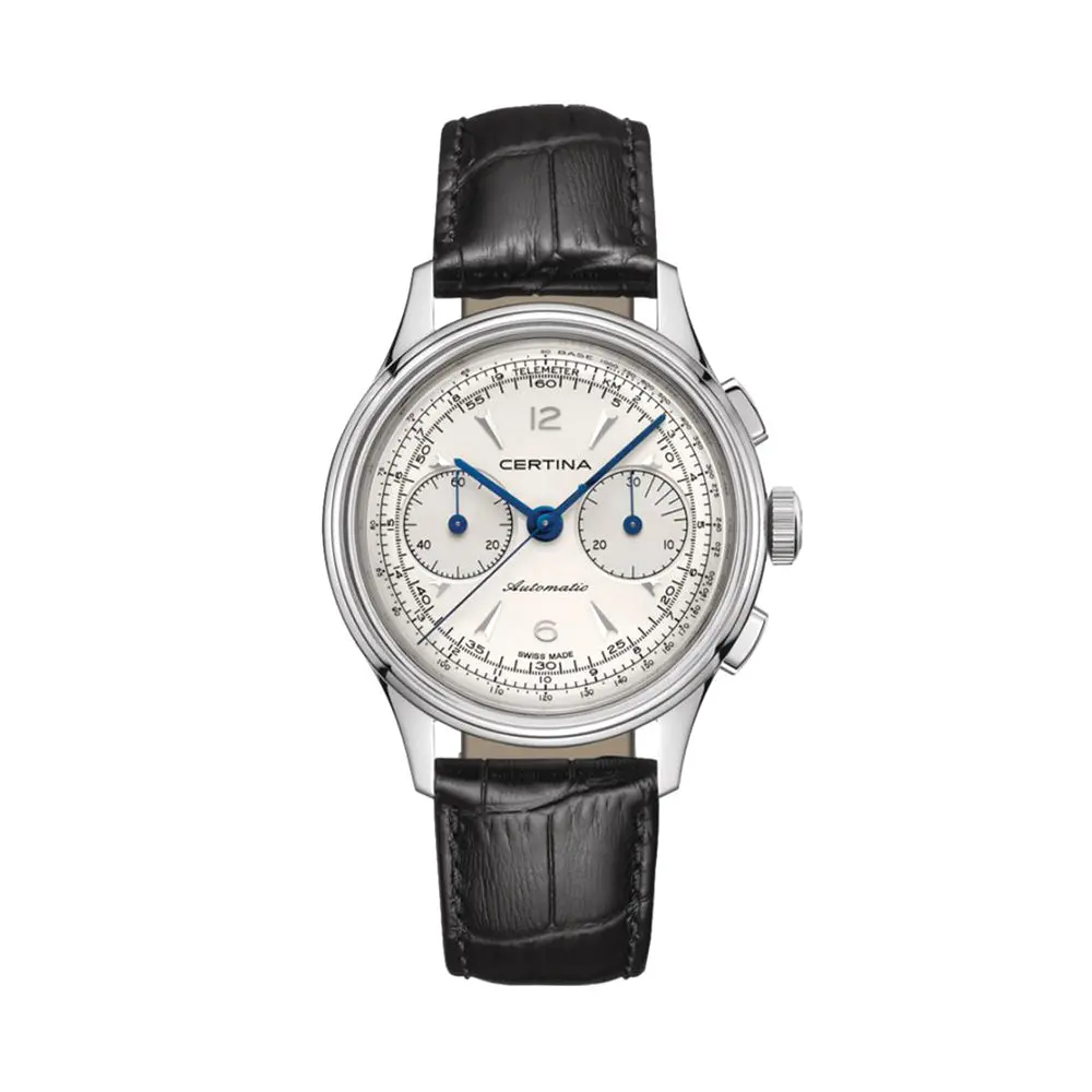 Ds Chronograph Automatic 42Mm - Silver On Leather Strap 1