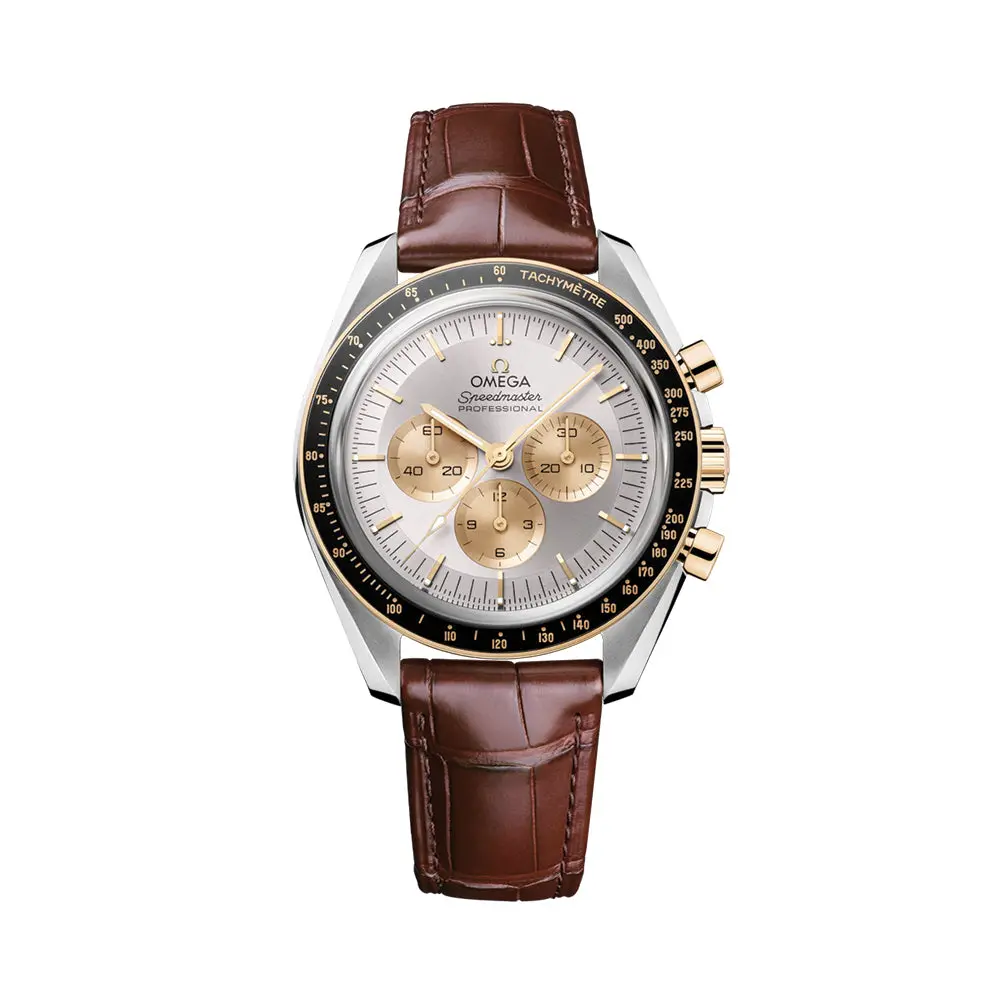 Speedmaster Moonwatch Professional Moonshine™ Gold And Steel 42Mm ‑ Silver On Leather Strap 1