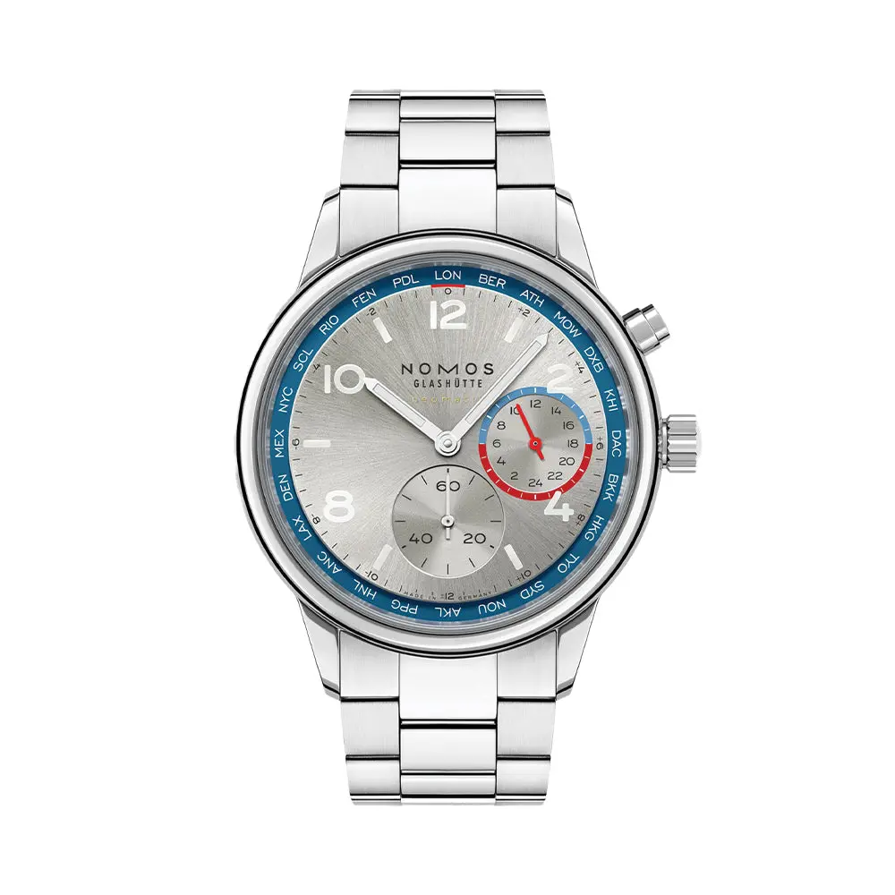 Club Sport Neomatik Worldtimer 40Mm - Silver And Blue On Bracelet 1