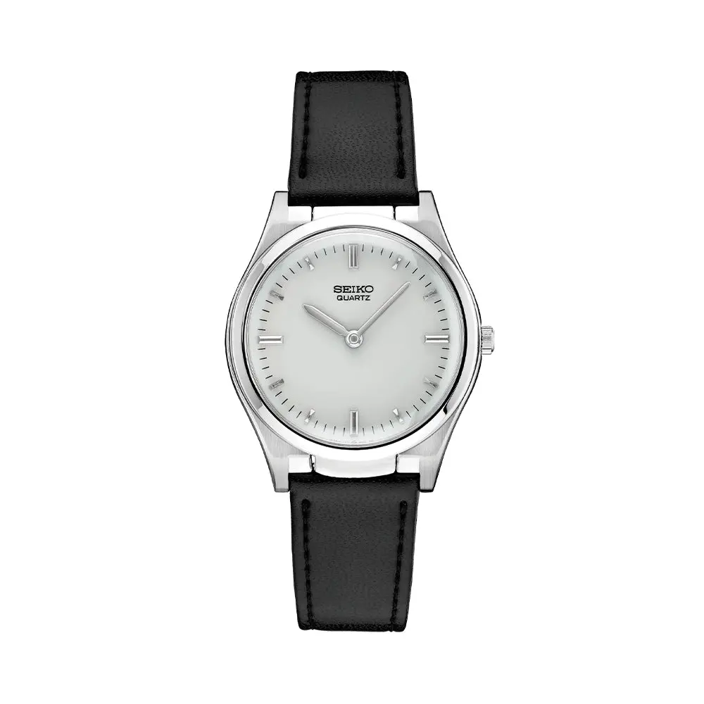 S23159 Essentials Quartz For Visually Impaired 36Mm - Silver On Leather Strap 1