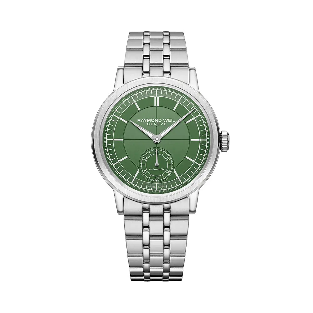 Millesime Men's Automatic Small Seconds Sector Dial 39.5Mm - Green On Bracelet 1