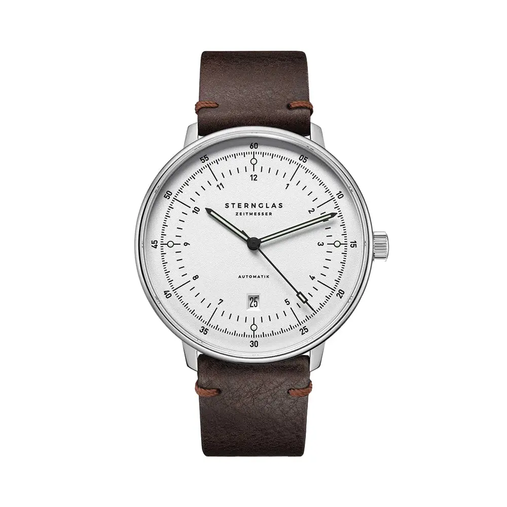 Hamburg Automatic 42Mm - Silver On Leather Strap 1