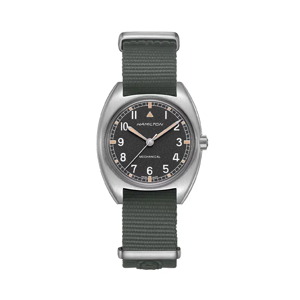 Khaki Aviation Pilot Pioneer Mechanical 33Mm - Black On One-Piece Textile Strap 1
