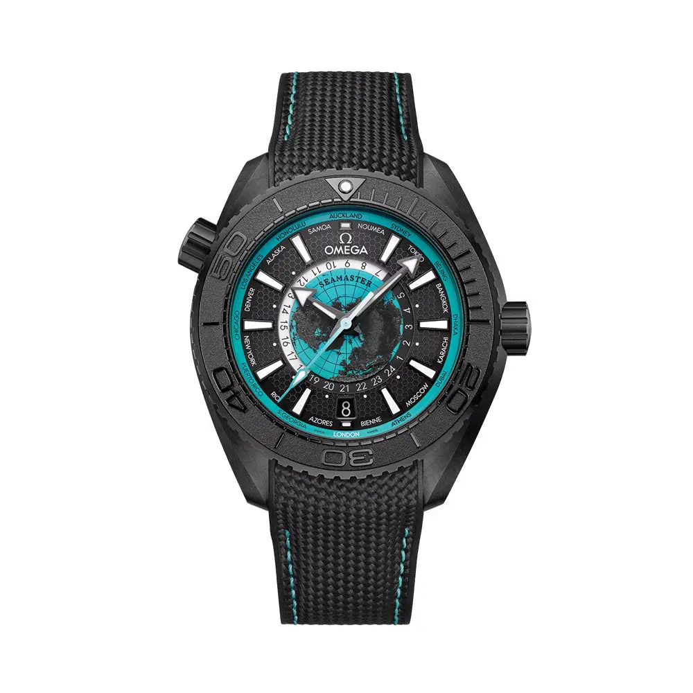 Seamaster Planet Ocean 600M Black Ceramic 45.5Mm - Black And Turquoise On Rubber Strap 1