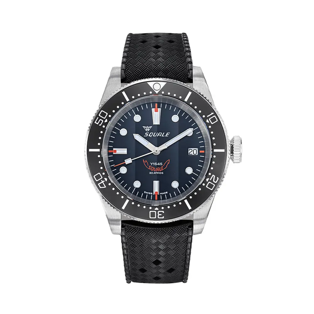 1545 Steel 40Mm - Black On Rubber Strap 1